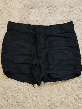 Caslon Black Linen Women's Cargo Drawstring Shorts